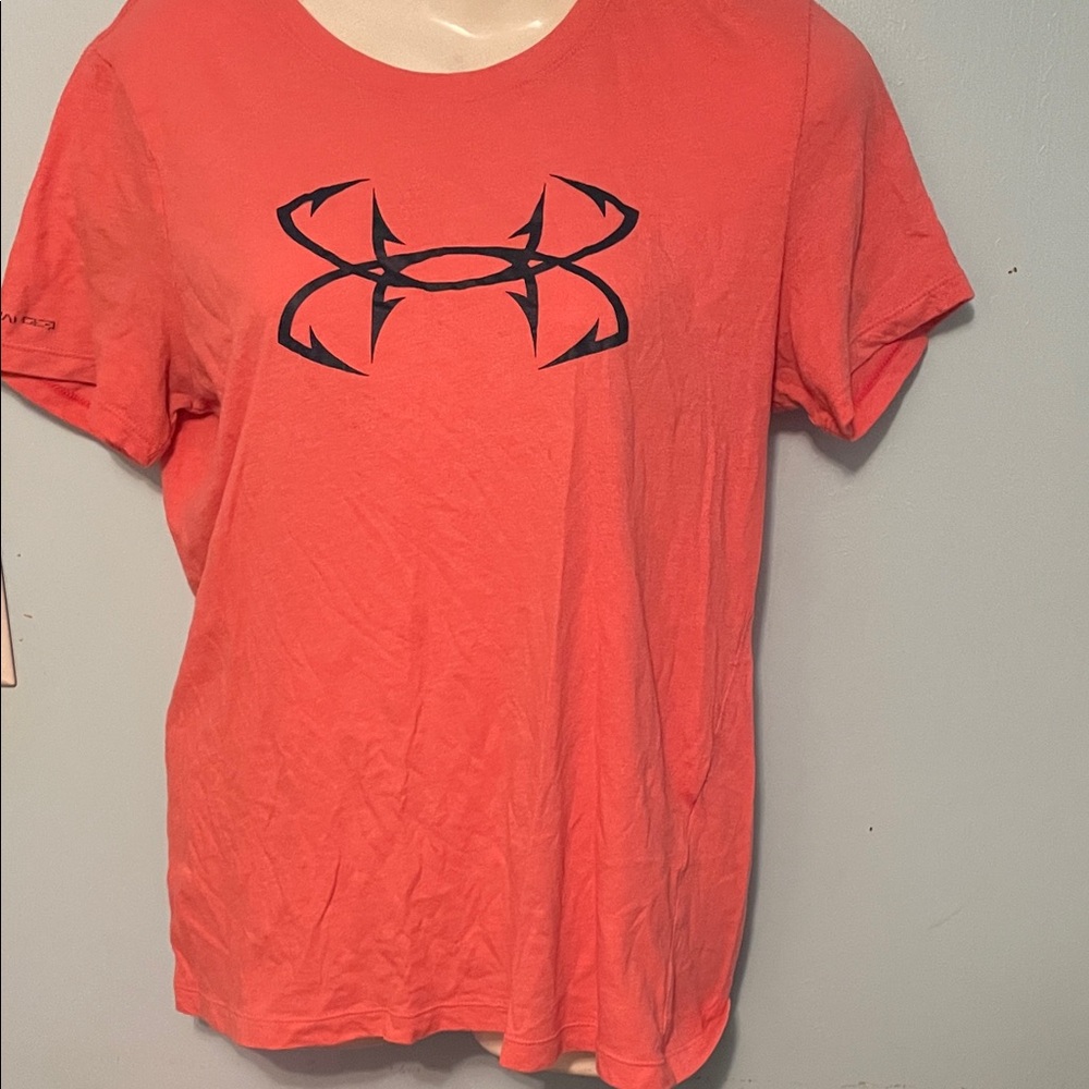 Under Armour Bright Coral Tee with Black Logo